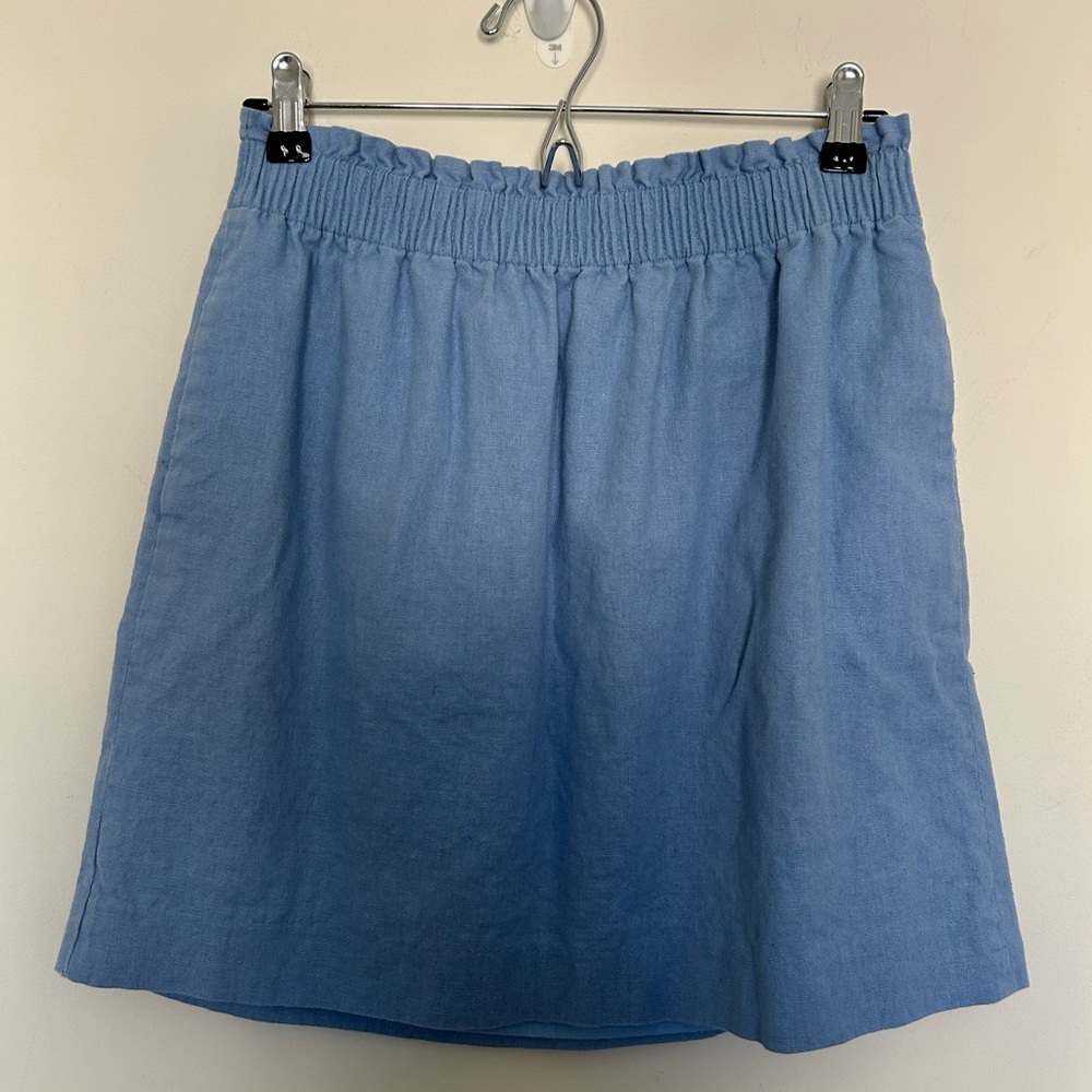 J. Crew Factory Linen Cotton Blend Blue Skirt‎ Size 6